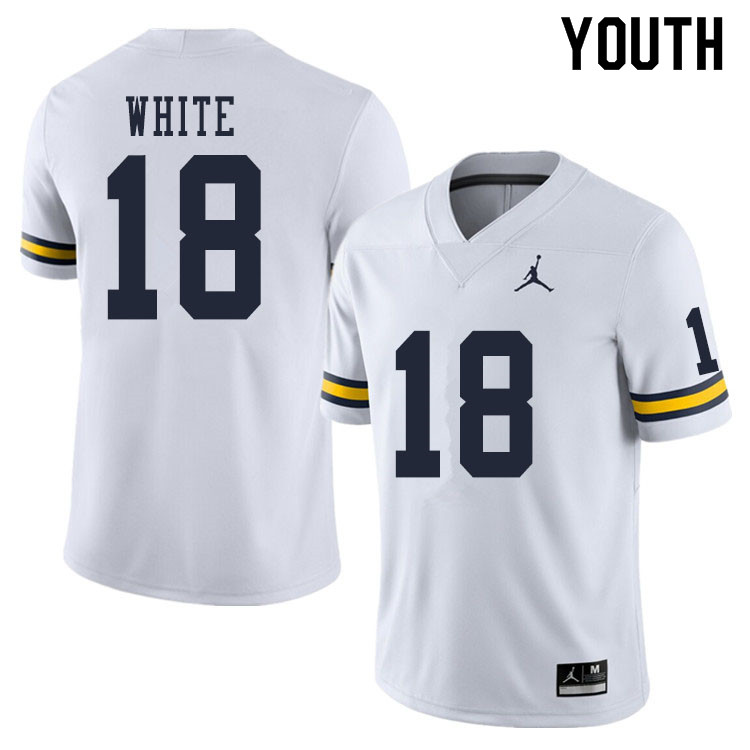 Youth #18 Brendan White Michigan Wolverines College Football Jerseys Sale-White